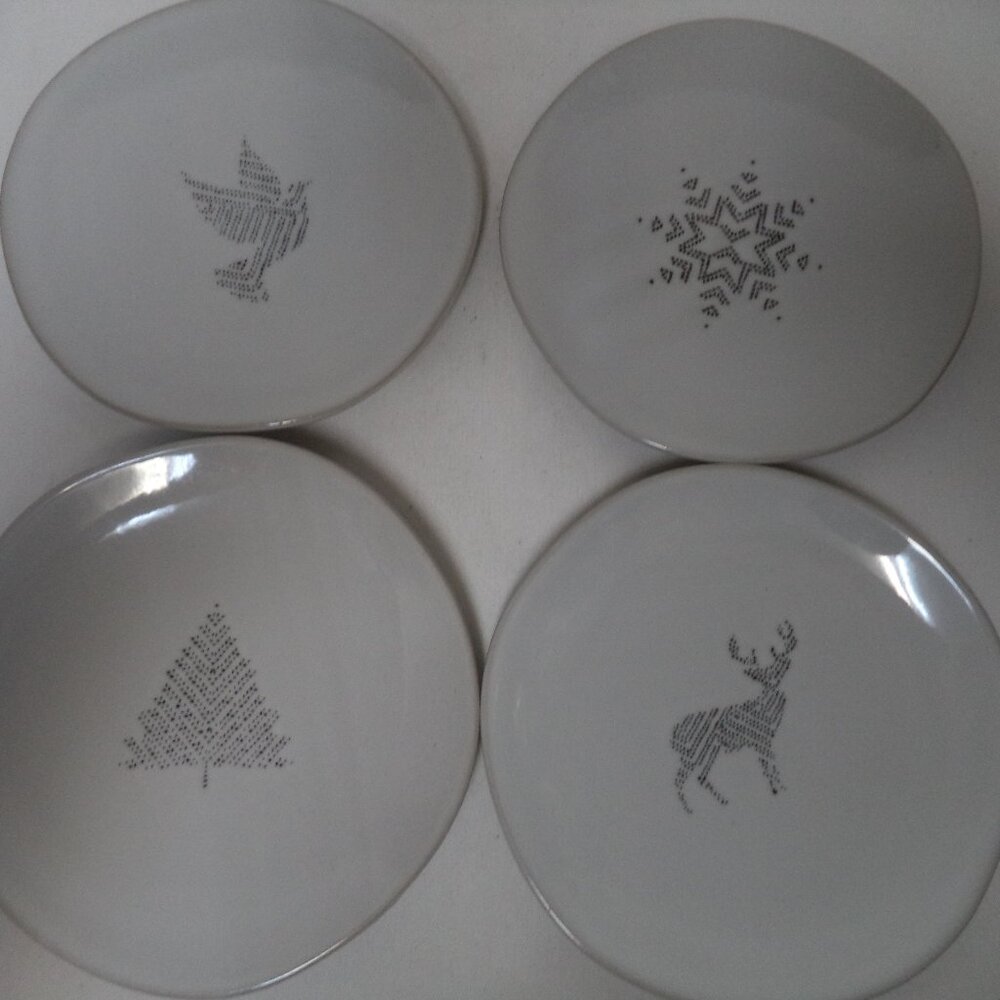 Hearth & Hand Christmas Holiday plate set 4 appetizer starter dessert side NEW